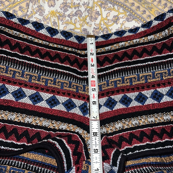 Paper Crane Tapestry Woven Fabric Bohemian Shorts with Corset Lacing and Tassels - Picture 8 of 8